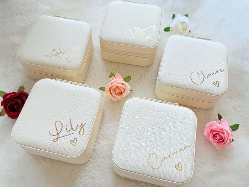 Personalisierte Schmuckschatulle, Schmuckschatulle nach Maß, Mini, Geburtstagsgeschenk für sie, Brautjungfern, Hochzeitsgeschenk, personalisiertes Weihnachtsgeschenk Bild 7