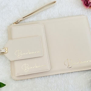Set de viaje personalizado, set de regalo de viaje, set de regalo de pasaporte y etiqueta de equipaje, set de billetera de viaje, set de pasaporte personalizado para dama de honor y novia