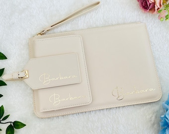 Personalised Travel Set, Travel Gift Set, Passport and Luggage Tag Gift Set, Travel Wallet Set, Customized Bridesmaid and Bride Passport Set
