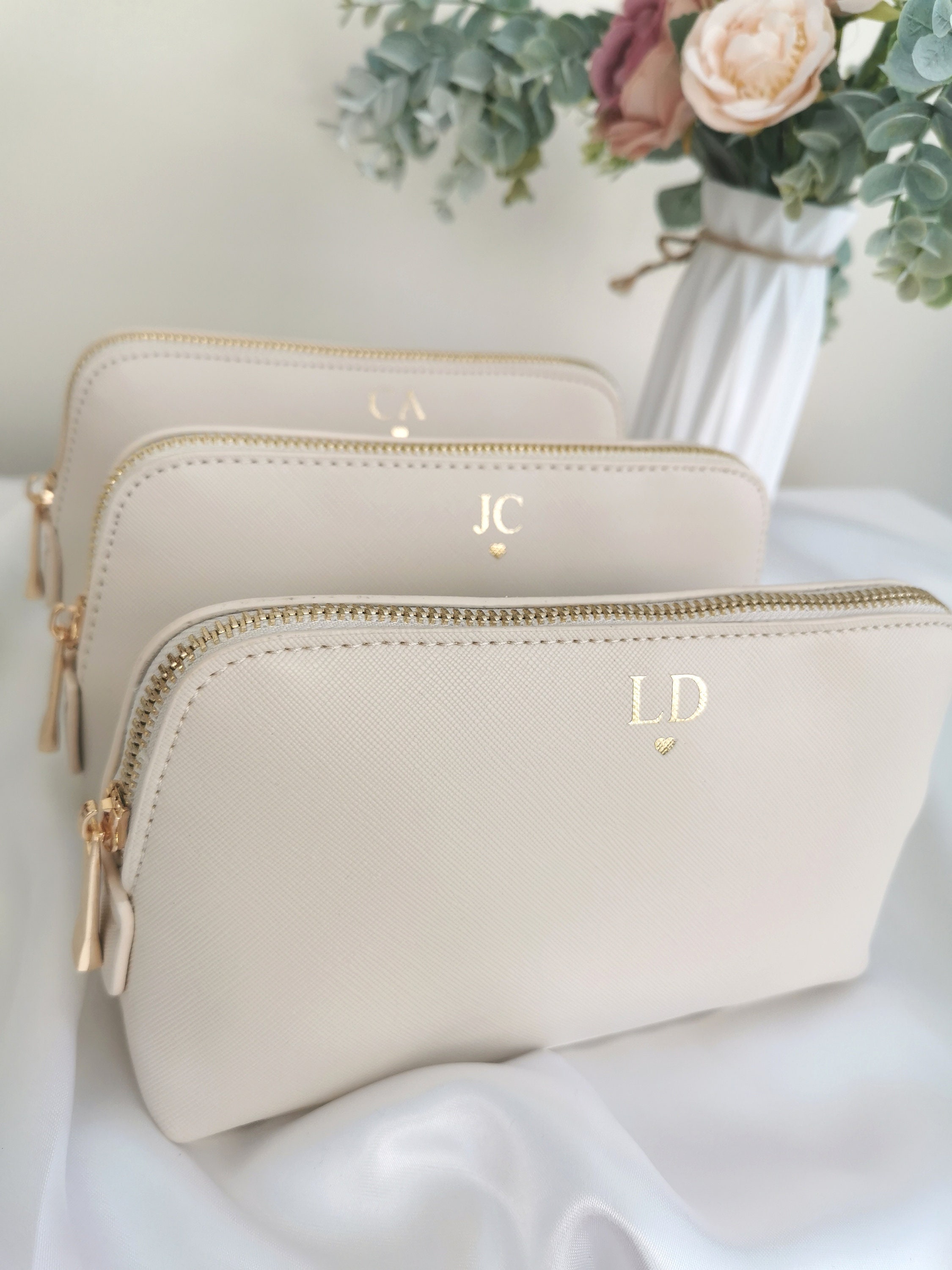 Personalised Monogram Cosmetic Bag, custom makeup bag, bridal party gift, bridesmaid bag, birthday gift for her, birthday gift, toiletry bag