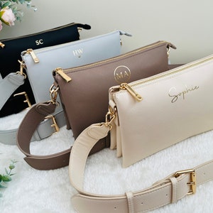 Personalisierte Umhängetasche | benutzerdefinierte Handtasche | Monogramm Geschenk für Sie, personalisiertes Geburtstagsgeschenk | Übertasche | Kreuztasche mit Riemen