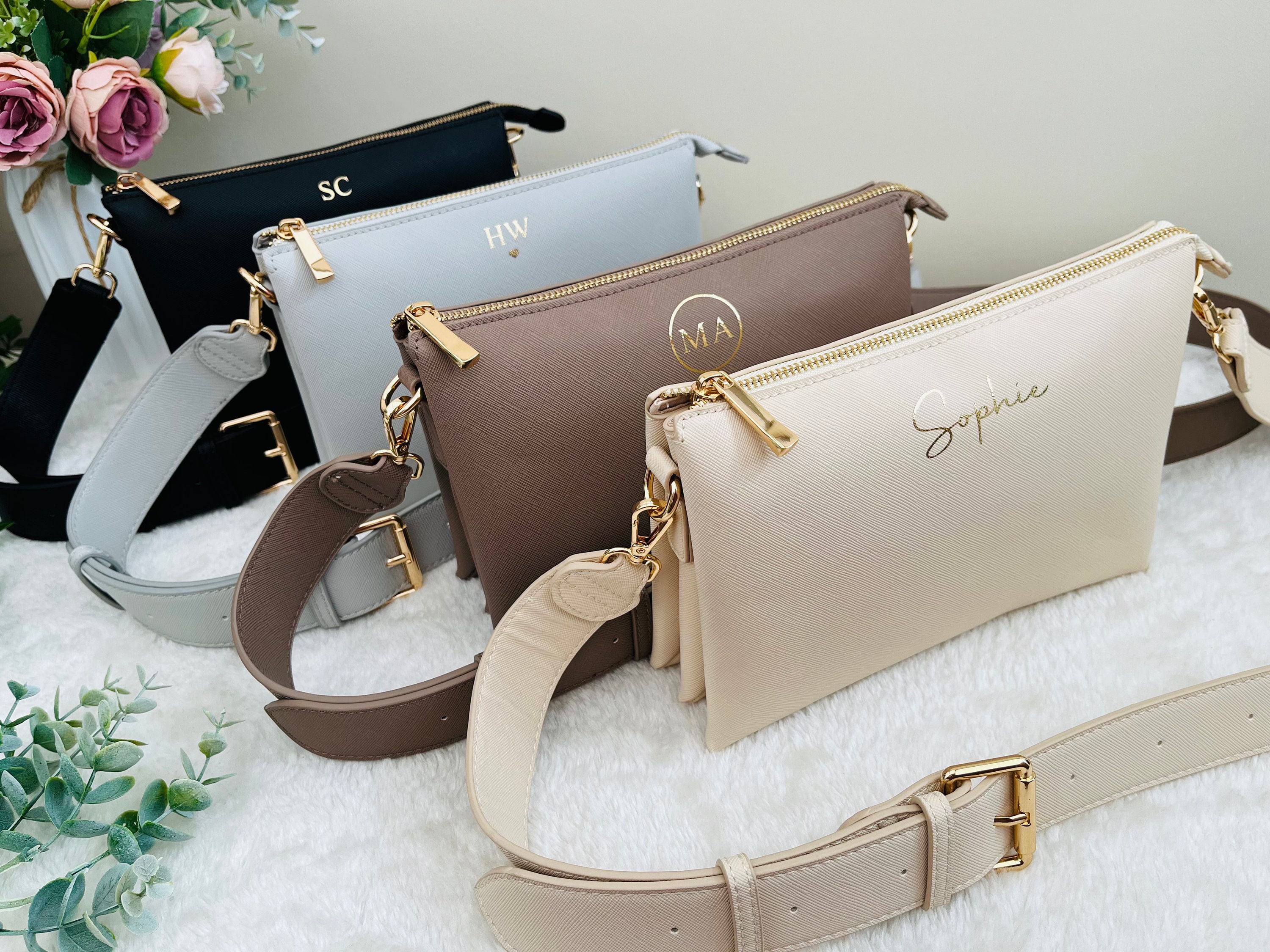 Personalised crossbody bag | custom handbag | monogram gift for her, personalized birthday present | over body bag | cross bag with strap