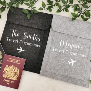 Personalised Travel Wallet, Personalised Travel Document Holder, Passport Holder, Family passport holder, Travel Documents organiser