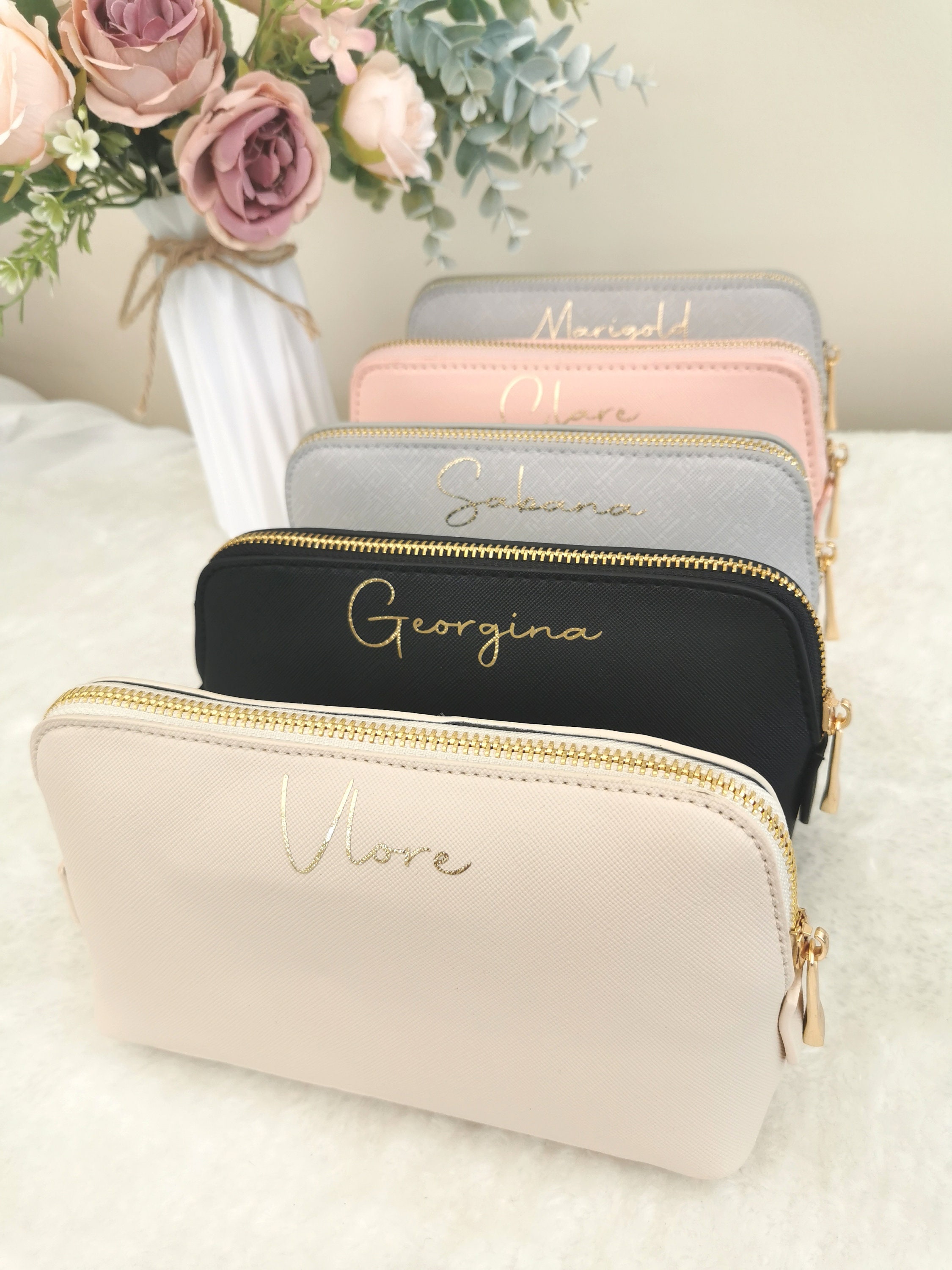 Personalised Monogram Cosmetic Bag, custom makeup bag, bridal party gift, bridesmaid bag, birthday gift for her, birthday gift, toiletry bag