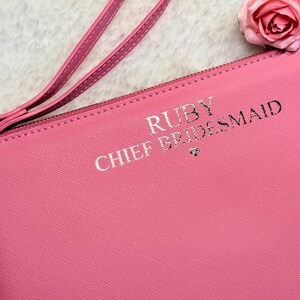 Personalised clutch bag, Bridesmaid Pouch, Hen Party Gift, bridesmaid wristlet, bridesmaids' gifts, gift for her, Birthday gift image 9