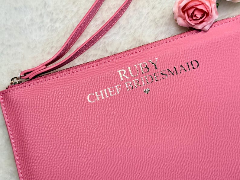 Personalised clutch bag, Bridesmaid Pouch, Hen Party Gift, bridesmaid wristlet, bridesmaids' gifts, gift for her, Birthday gift image 9
