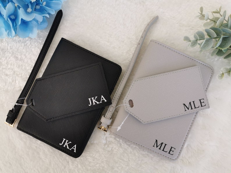 Personalised Passport Holder Set, Personalised Passport Cover, Personalised Luggage Tag, Travel Set, Bridesmaid Gift, Gift for Her, Wedding image 8