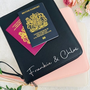 Organizador de viaje familiar personalizado, organizador de vacaciones, regalo de viaje, billetera de viaje, porta pasaporte, carpeta de documentos de viaje, estuche de viaje imagen 2