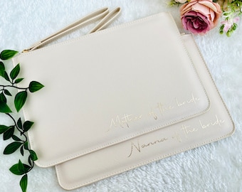 Personalised Bridesmaid Clutch Bag, PU Leather, Monogram Initial Pouch, Maid of Honour Present, Bridesmaid Gift, Proposal Gifts, Wedding Bag