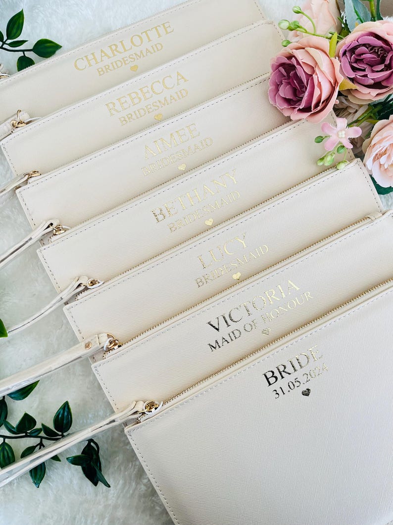 Personalised Clutch Bag, Personalised Bridesmaid Gift, Personalised Handbag, Maid of Honour Gift, Gift for Her, Hen Party Gift image 8