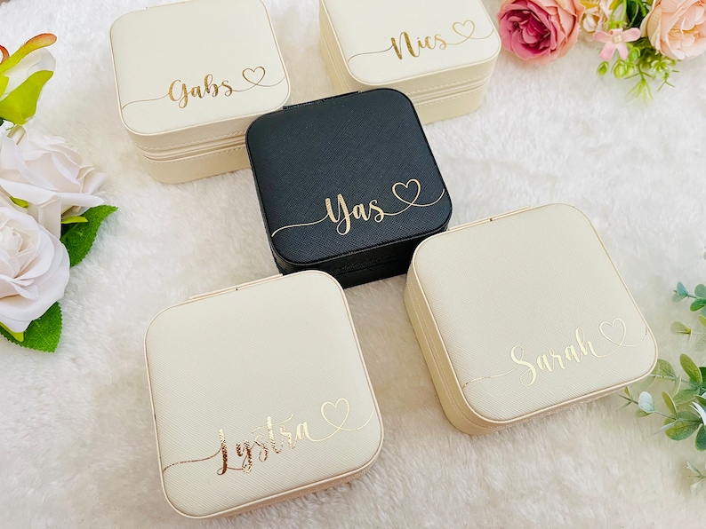 Custom Jewellery box, personalised jewellery boxes, travel jewellery case, girls jewellery box, jewelry box with name bridesmaid proposal image 5