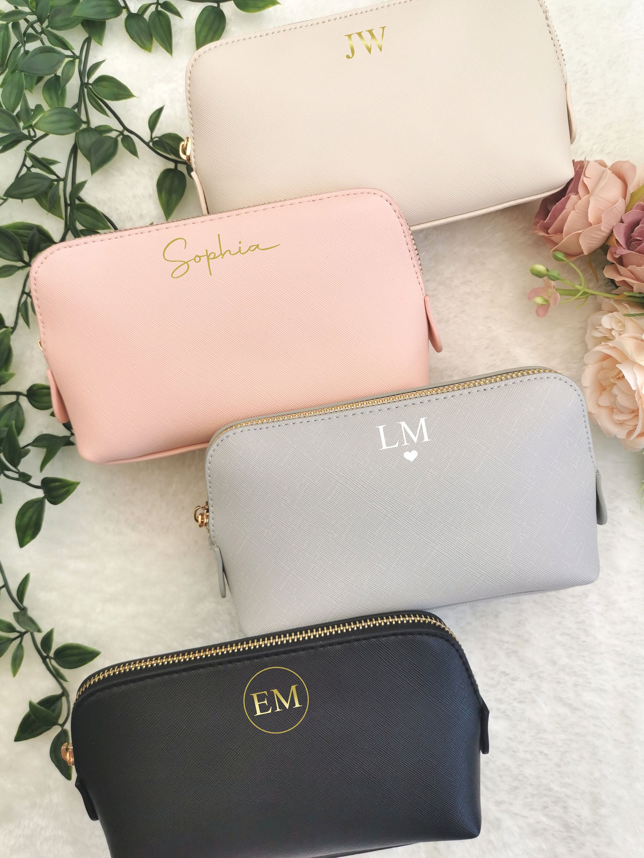 Personalised Monogram Cosmetic Bag, custom makeup bag, bridal party gift, bridesmaid bag, birthday gift for her, birthday gift, toiletry bag