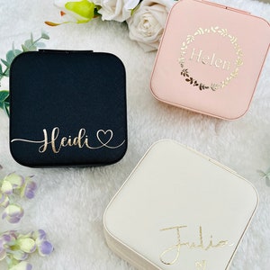 Custom Jewellery box, personalised jewellery boxes, travel jewellery case, girls jewellery box, jewelry box with name bridesmaid proposal image 1