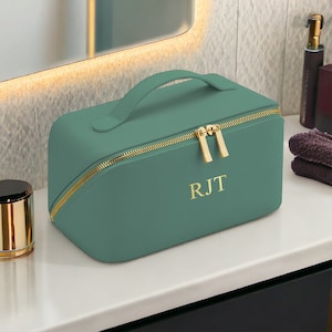 Trousse à cosmétiques plate ouverte personnalisée, trousse de maquillage personnalisée, cadeau personnalisé pour elle, cadeau personnalisé pour demoiselle d'honneur, organiseur de maquillage, maquillage