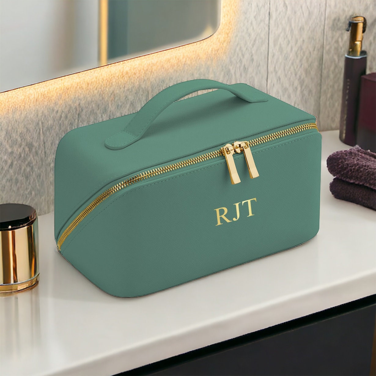 Personalisierte Monogramm Kosmetiktasche, personalisierte Schminktasche, personalisiertes Geschenk für sie, personalisiertes Geschenk für Brautjungfern, Makeup Organizer, Make-up