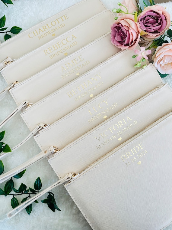 Personalised Clutch Bag, Bridesmaid Gift, Maid of Honour Gift, Gift for Her, Hen Party Gift, Bacherolette Favor, Bridesmaid Proposal