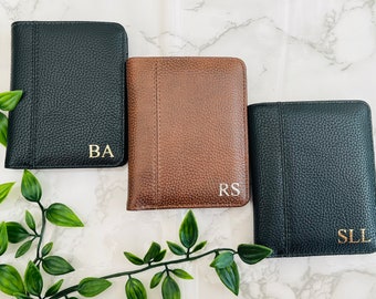 Personalised Mens Wallet, Vegan Leather Initial Wallet, Birthday Gift for Boyfriend, Husband gift, Gift for Dad, Valentines Day Gift for Him