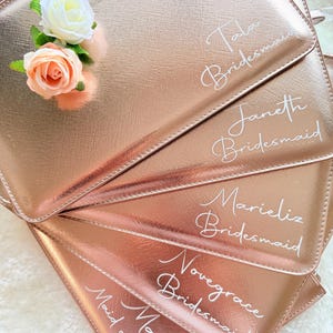 Personalised clutch bag, Bridesmaid Pouch, Hen Party Gift, bridesmaid wristlet, bridesmaids' gifts, gift for her, Birthday gift image 15