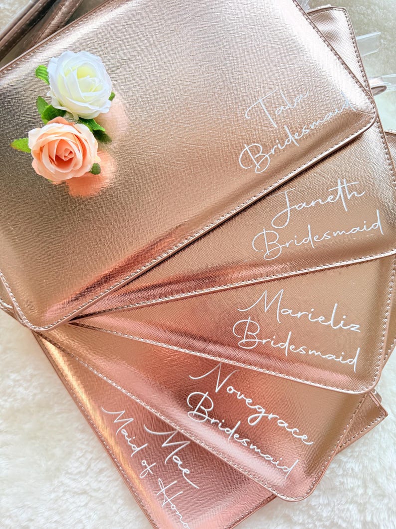Personalised clutch bag, Bridesmaid Pouch, Hen Party Gift, bridesmaid wristlet, bridesmaids' gifts, gift for her, Birthday gift image 15