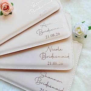 Personalised clutch bag, Bridesmaid Pouch, Hen Party Gift, bridesmaid wristlet, bridesmaids' gifts, gift for her, Birthday gift image 1