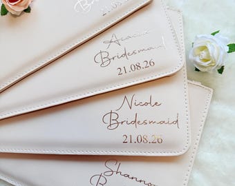 Personalised clutch bag, Bridesmaid Pouch, Hen Party Gift, bridesmaid wristlet, bridesmaids' gifts, gift for her, Birthday gift