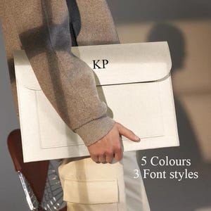 Porta-documentos de feltro com monograma personalizado, estojo para laptop, pasta de papel, organizador de documentos A4, estojo para documentos de papel, pasta de papel A4, estojo