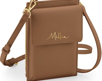 Bolsa de telefone com monograma personalizado, bolsa de telefone transversal de couro sintético, bolsa pequena para telefone, bolsa para telefone celular, bolsa transversal para telefone com bolsa