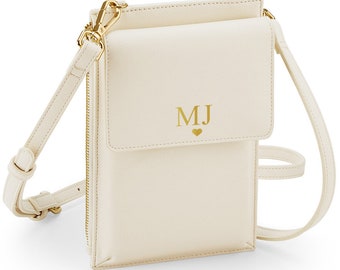 Bolsa de telefone com monograma personalizado, bolsa de telefone transversal de couro sintético, bolsa pequena para telefone, bolsa para telefone celular, bolsa transversal para telefone com bolsa