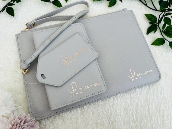 Personalised Travel Set, Travel Gift Set, Passport and Luggage Tag Gift Set, Travel Wallet Set, Customized Bridesmaid and Bride Passport Set