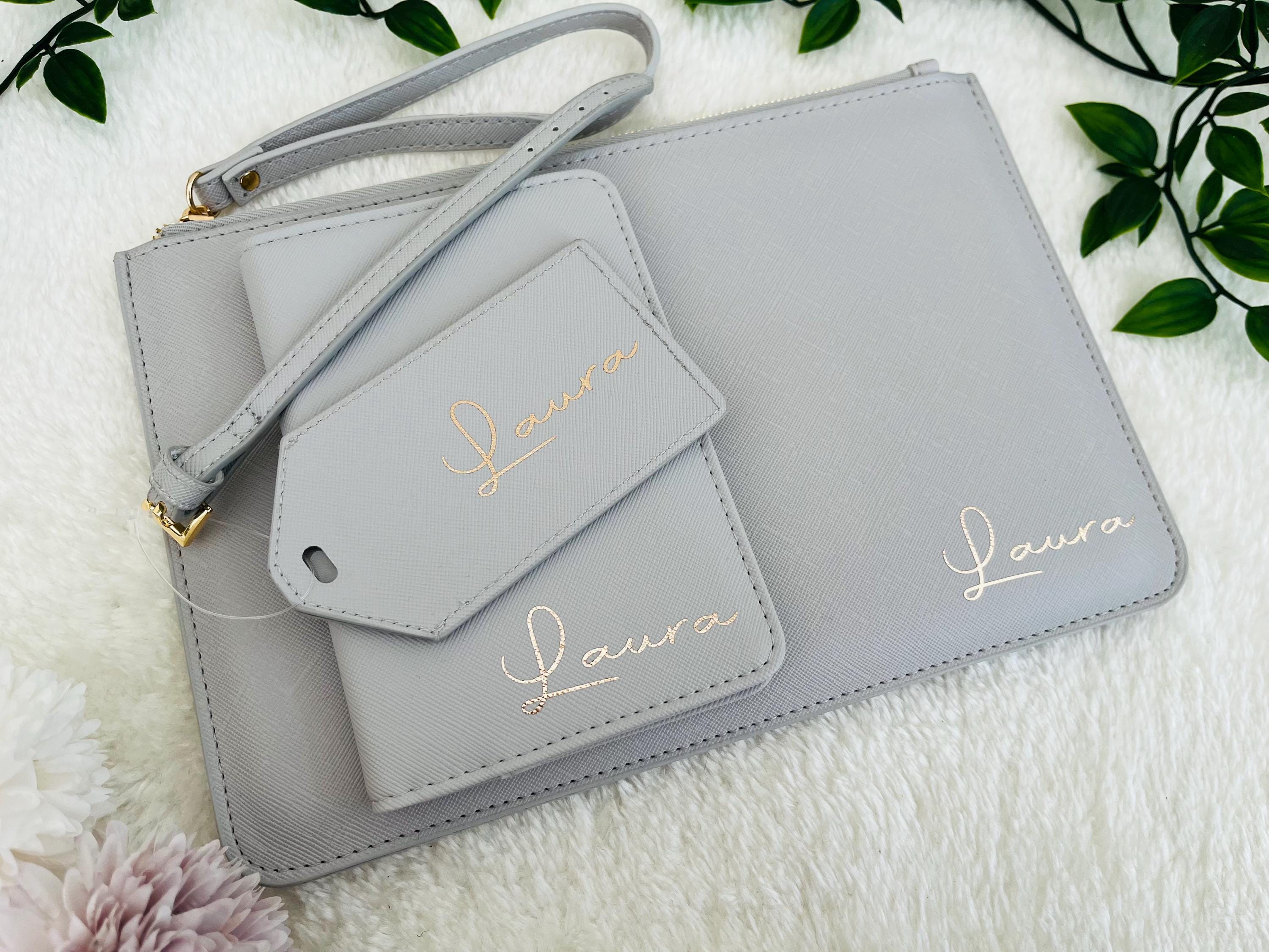 Personalised Travel Set, Travel Gift Set, Passport and Luggage Tag Gift Set, Travel Wallet Set, Customized Bridesmaid and Bride Passport Set