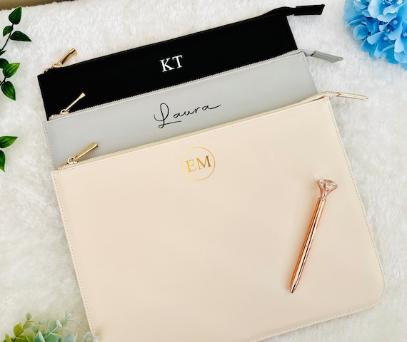 A4 SIZE Personalised Document Slip, Leather Travel Document Holder, Document Folder Travel Wallet Office Business Folder Wallet with Initial