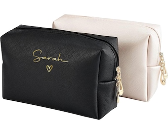 Personalized Toiletry Bag, PU Leather Makeup Bag, Bridesmaid Make Up Bag, Cosmetic Bag Pouch, Bridesmaid Proposal, Personalized Clutch