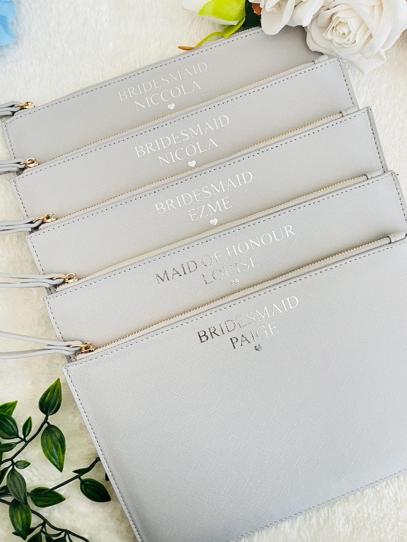 Personalised Clutch Bag, Personalised Bridesmaid Gift, Personalised Handbag, Maid of Honour Gift, Gift for Her, Hen Party Gift image 4