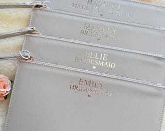 Personalised Clutch Bag, Personalized Bag, Monogram Gift for Her, Maid of Honour Present, Custom Bridesmaid Gift, Customised Initial pouch