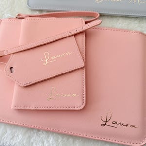 Personalised Travel Set, Travel Gift Set, Passport and Luggage Tag Gift Set, Travel Wallet Set, Customized Bridesmaid and Bride Passport Set image 10