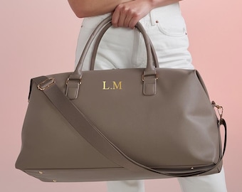 Bride holdall, Custom Holdall, personalised overnight bag, Weekend Bag, Personalised Leather Look Holdall, Hospital Bag, Changing Bag, Cream