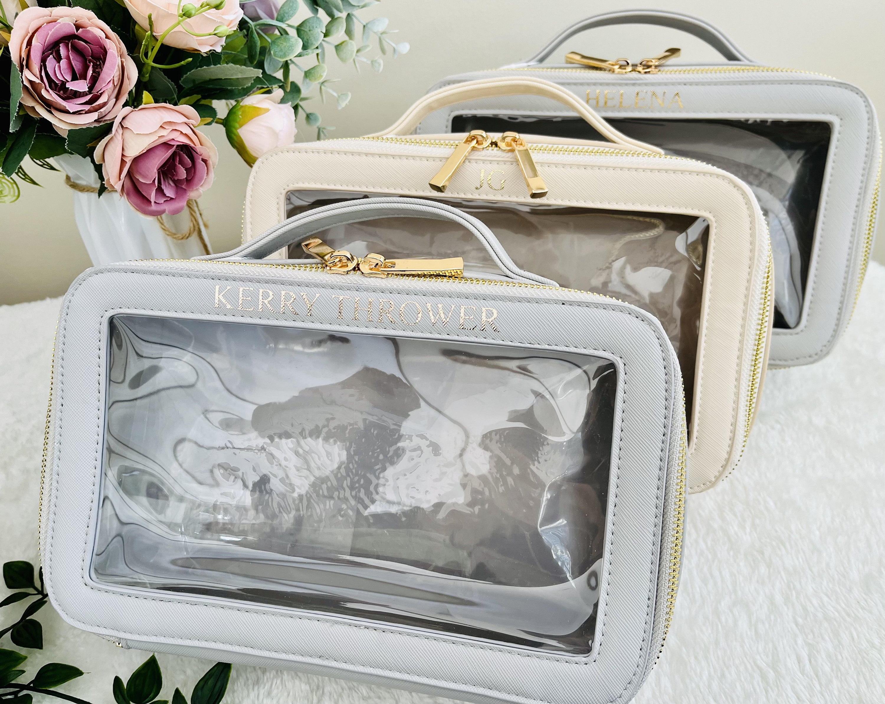 Personalized Clear Travel Makeup Bag – Custom Vanity Case for Toiletries, Travel Must-Have & Perfect Gift for Her
