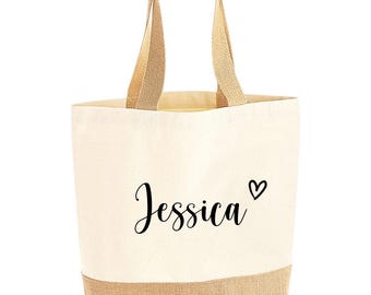 Borsa Personalizzata In Juta, Shopper In Juta Con Iniziali - Foto 6