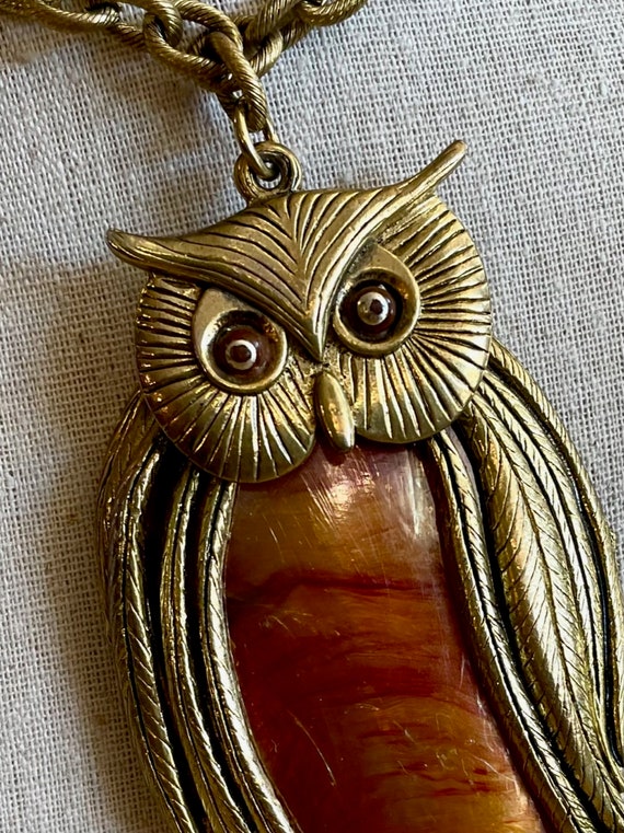 Mid century owl necklace - image 3