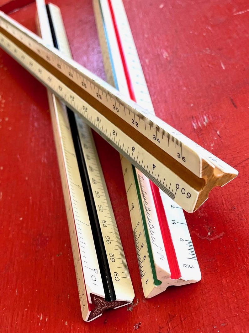 Vintage Architect/ Engineer Three Sided 12” Ruler, Lot of Three. - Etsy