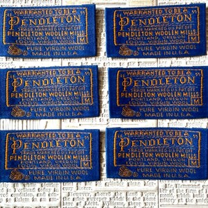 Vintage Pendleton garment labels, lot of 6.