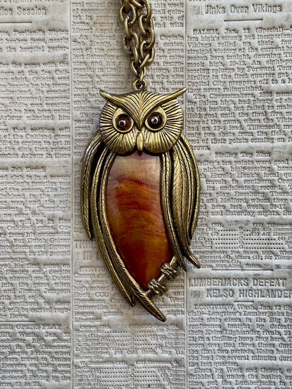 Mid century owl necklace - image 9