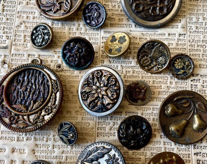 Vintage Victorian Era Metal Buttons, Lot of 17. - Etsy