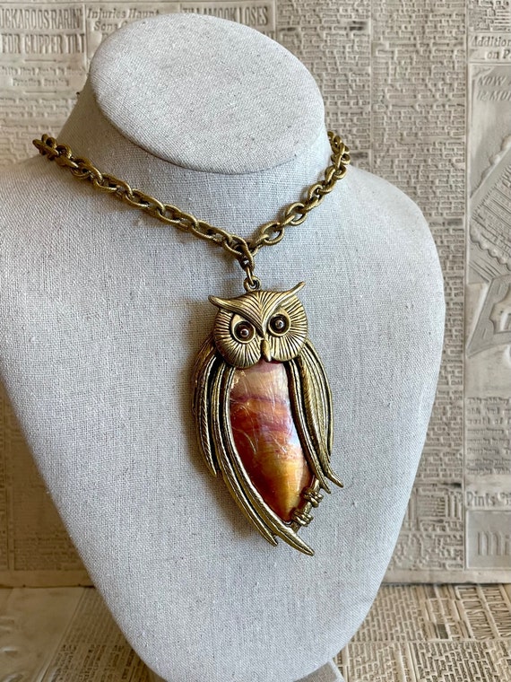 Mid century owl necklace - image 1