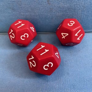 Vintage red 10 sided dice, lot of 3.