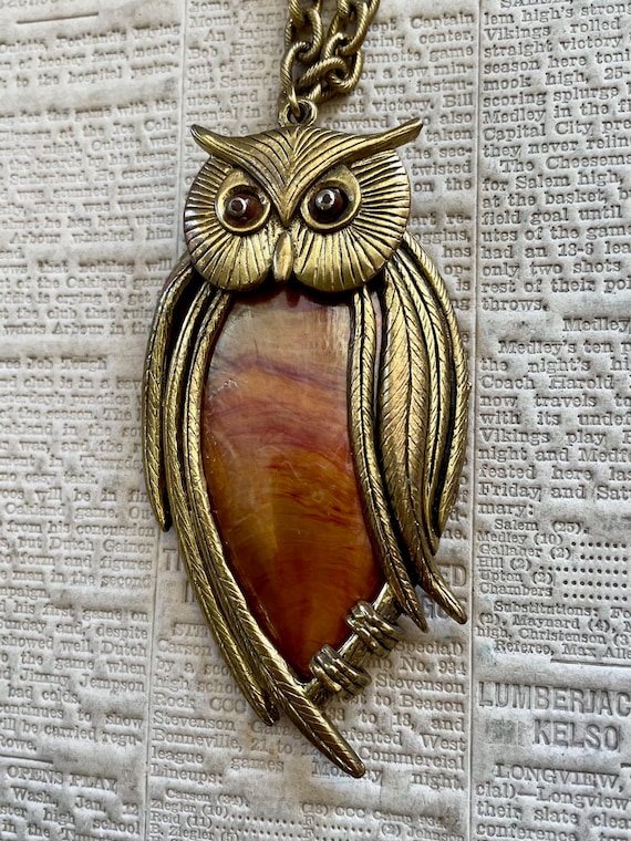 Mid century owl necklace - image 7