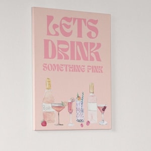 Pink Alcohol Drinks Bar Cart Art Print, cartel imprimible de 18x24, Pink Cocktail Illustrations Descarga instantánea Home Bar Decor Cocktail Lover