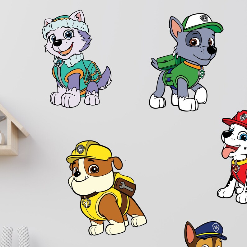 Paw Patrol Wall Artpaw Patrol Bedroom Set Paw Patrol Kids Etsy