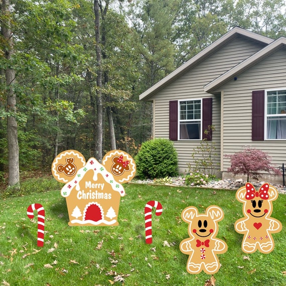 Mickey & Minnie Holiday Gingerbread Yard Art Outdoor Yard Etsy