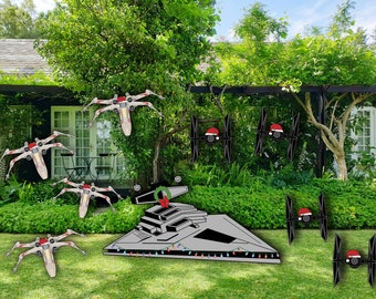 Christmas Star Wars Ships, X-Wing, TIE Fighter, Star Wars Christmas, Christmas Yard Art
